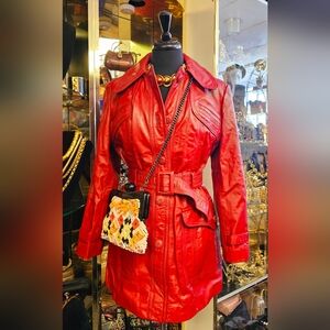 Red Leather Women's 70s Jacket